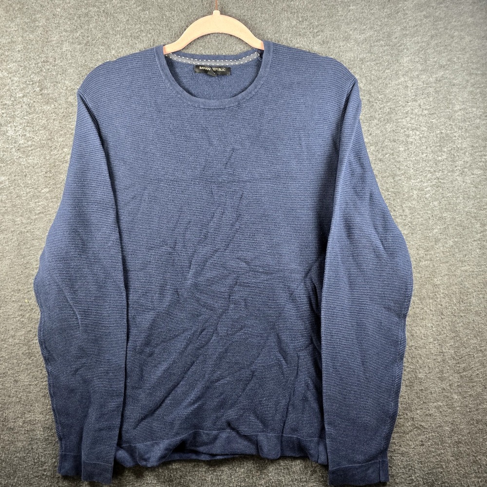 Banana Republic Men S Blue Marled Pullover Lightweight Sweater Casual Everyday - Picture 1 of 10